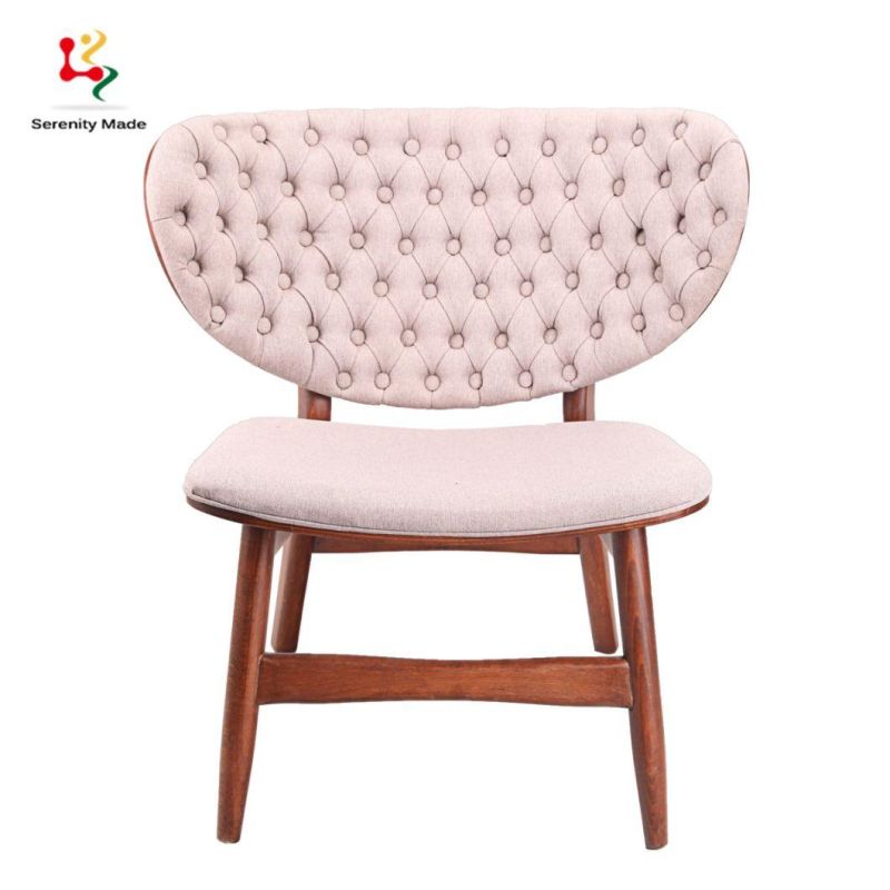 Modern High End Furniture Living Room Hotel Lounge Chesterfield Button Tufted PU Leather Wooden Legs Seat Dining Chair