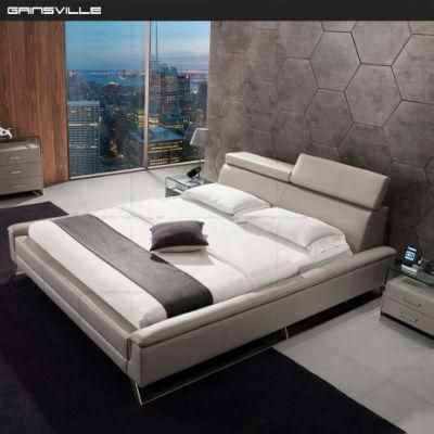 Customized American Leather Bed King Size Bed Double Bed with Adjustable Headboard Gc1715