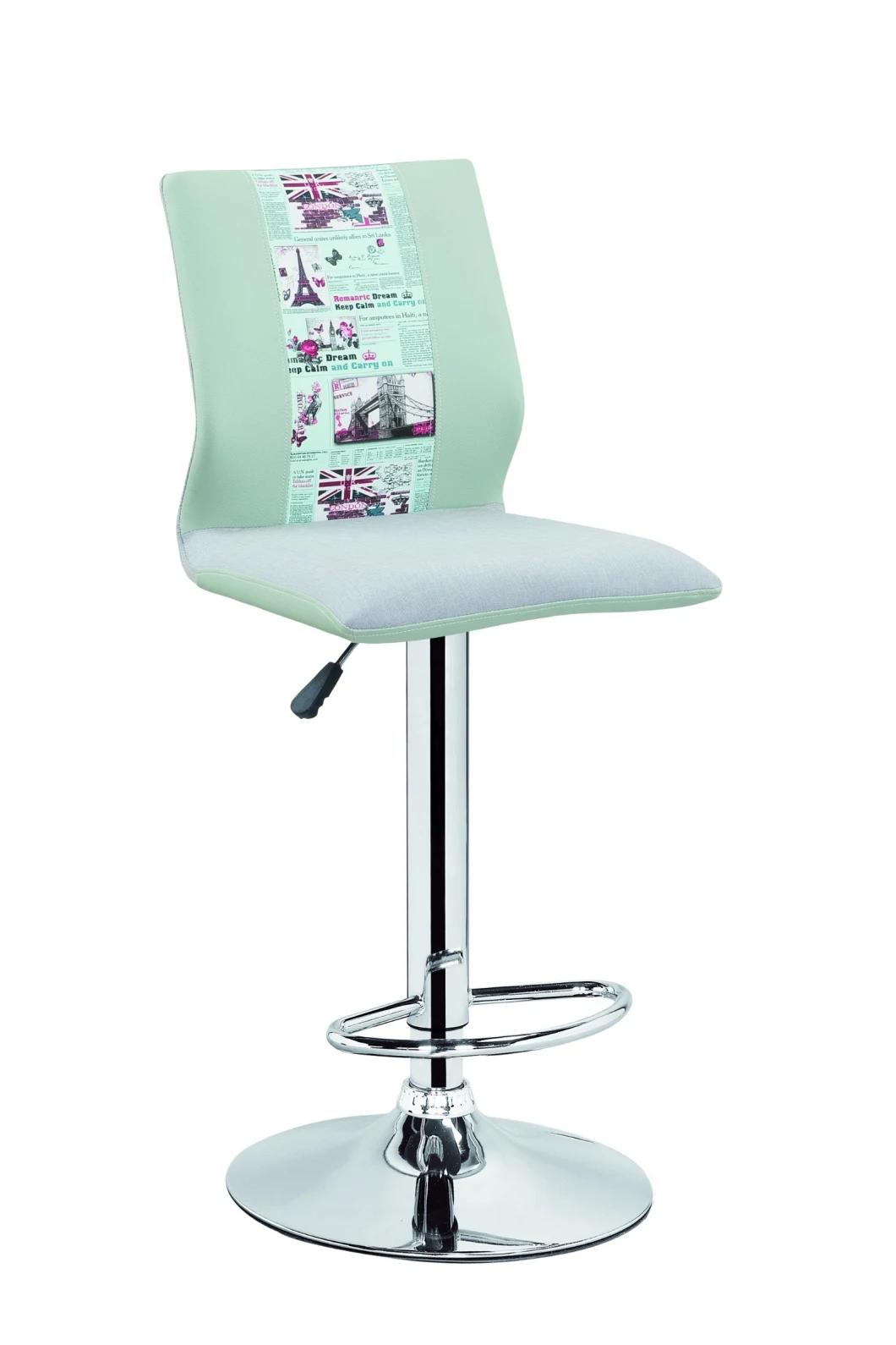 White PU Chrome Base Chrome Footrest Bar Stool