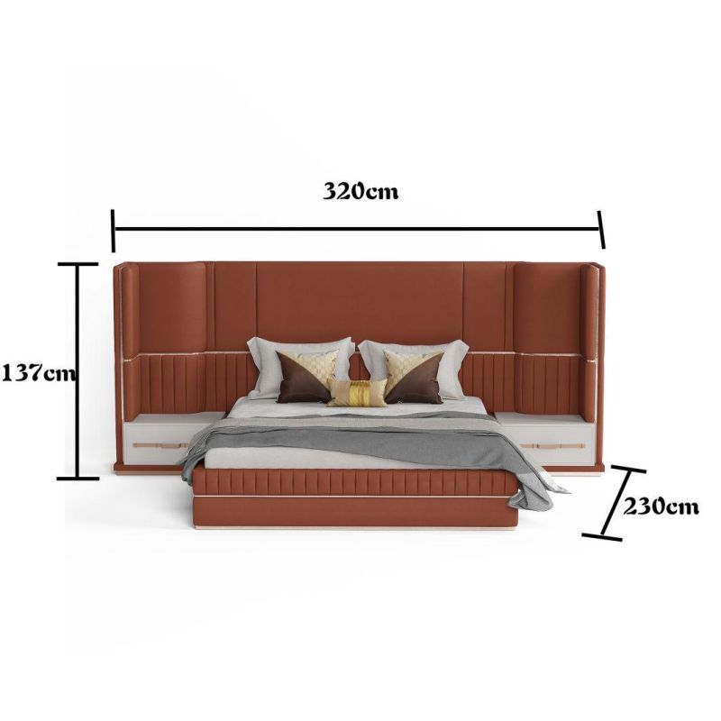 Luxury Modern Style Design Hotel Home Furniture King Size Double Bedroom Bed Set with Platform