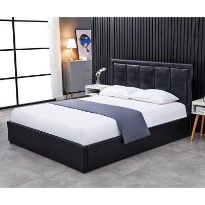 Queen Space Saver Bed Frame Black Leather with Storage for Bed