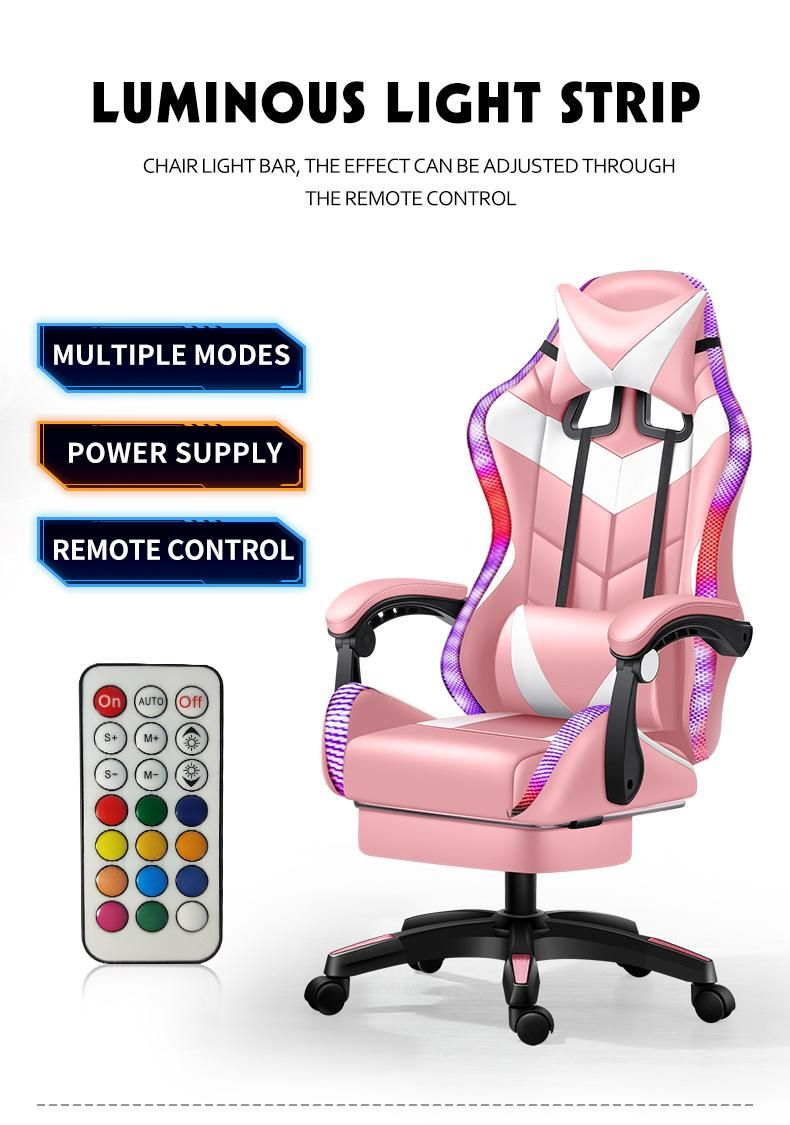 High Quality Wholesale Customizable Adjustable Height Rotatable Swivel CE Approval RGB LED Light Game Gaming Racing Esports Chair for Gamer