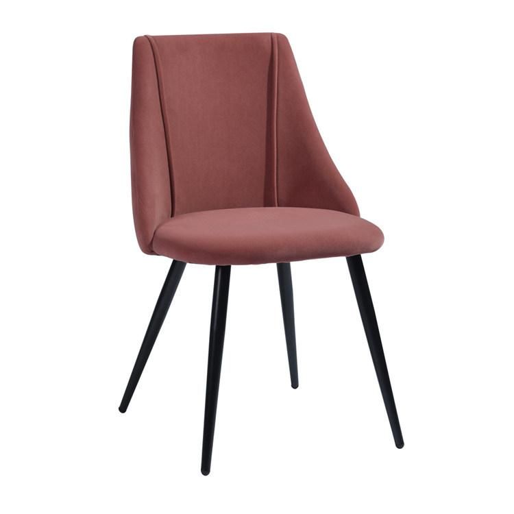 Modern Home Coffee Shop Office Furniture Upholstered Metal Leg Velvet PU Leather Dining Chairs