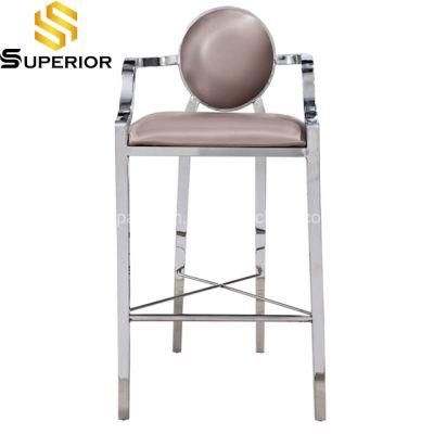 Stainless Steel Modern Furniture Armrest Bar Stools Chairs for Sale