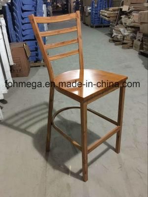 Wood Finish Metal Frame Bar Chairs in Guangzhou (FOH-BC001)