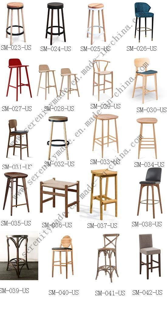 Vintage Industrial Cafe High Wooden Legs Kitchen Bar Stool with Leather Seat