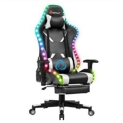 LED Light Colorful Computer Racing Gaming Chair with Footrest