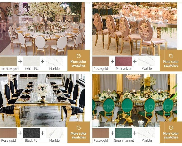 Furniture Hotel Banquet Chairs for Event Party Gold Stainless Steel Metal Frame Wedding Chair