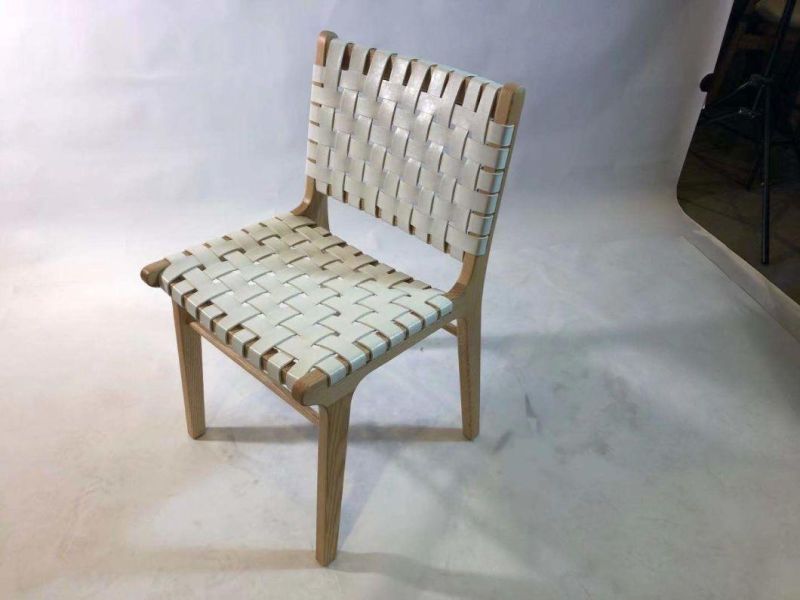 Brown Recycled Leather Wooden Frame Leisure Dining Chair for Hotel Use