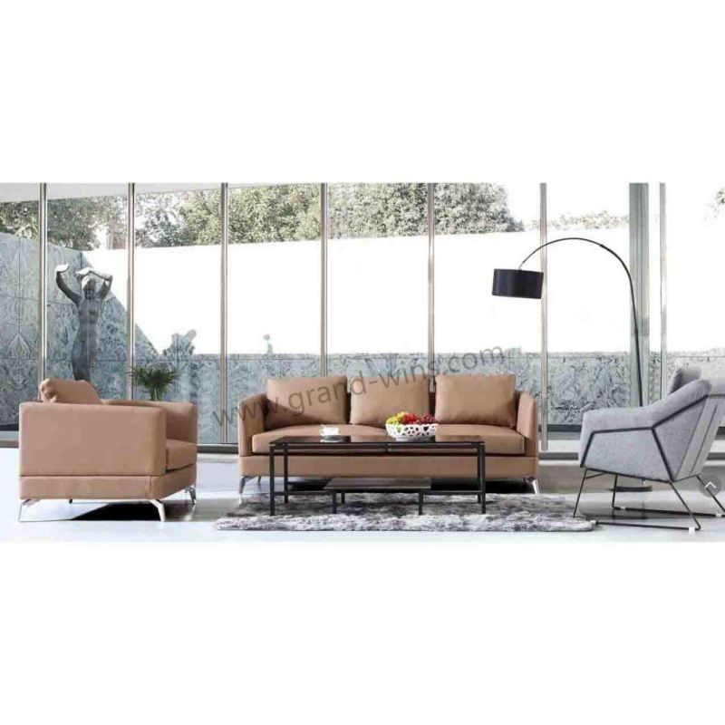 Living Room Furniture Metal Frame Leather Sofa for Hotel Bedroom