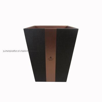 Durable Guestroom PU Leather Waste Bin Trapezoidal Shape