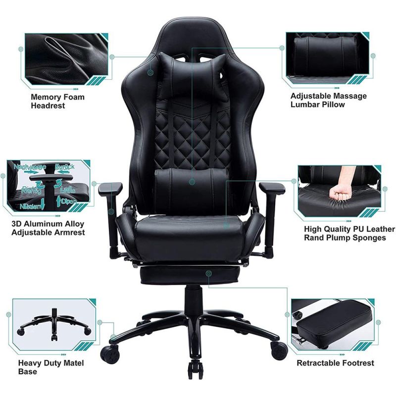 High Quality Swivel Raclining Adjustable Gaming Chair with Massage