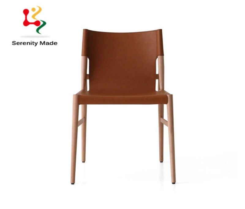 New Arrival Commercial Furniture Restaurant Cafe Coffee Shop Wooden Frame PU Leather Seat and Back Dining Chair