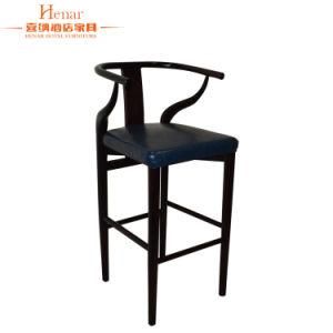 Hotel Black Beech Leather High Bar Chairs