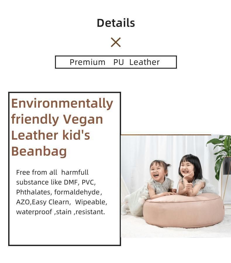 Vegan Leather Children Kids Lazy Sofa Baby Beanbag Chairs Cover