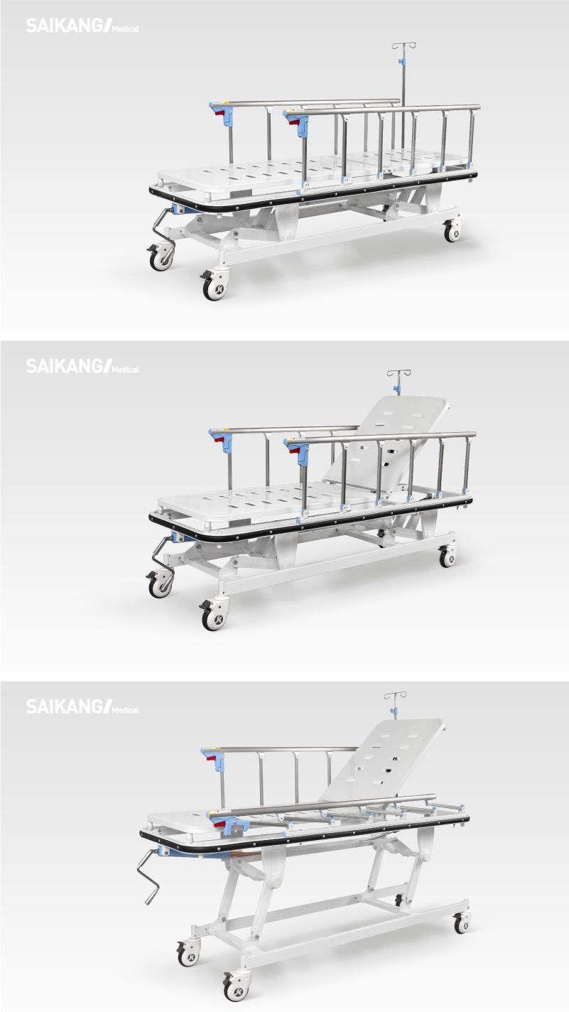 Skb038-4 Saikang Wholesale Hospital Clinic Folding Medical Emergency Ambulance Patient Transport Trolley