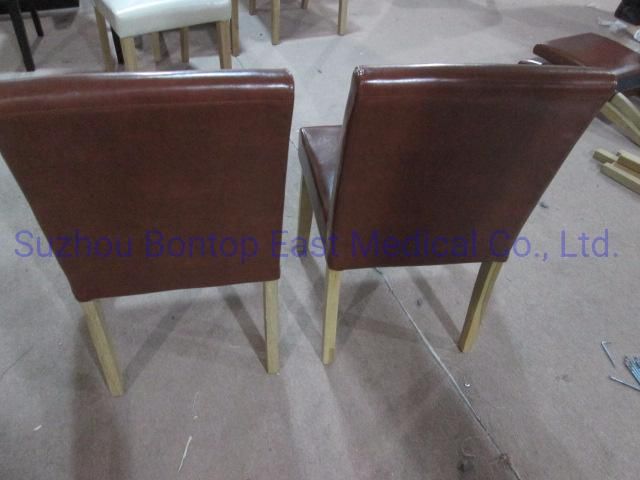 Black Leather Dining Chair with Rubber Wood Legs