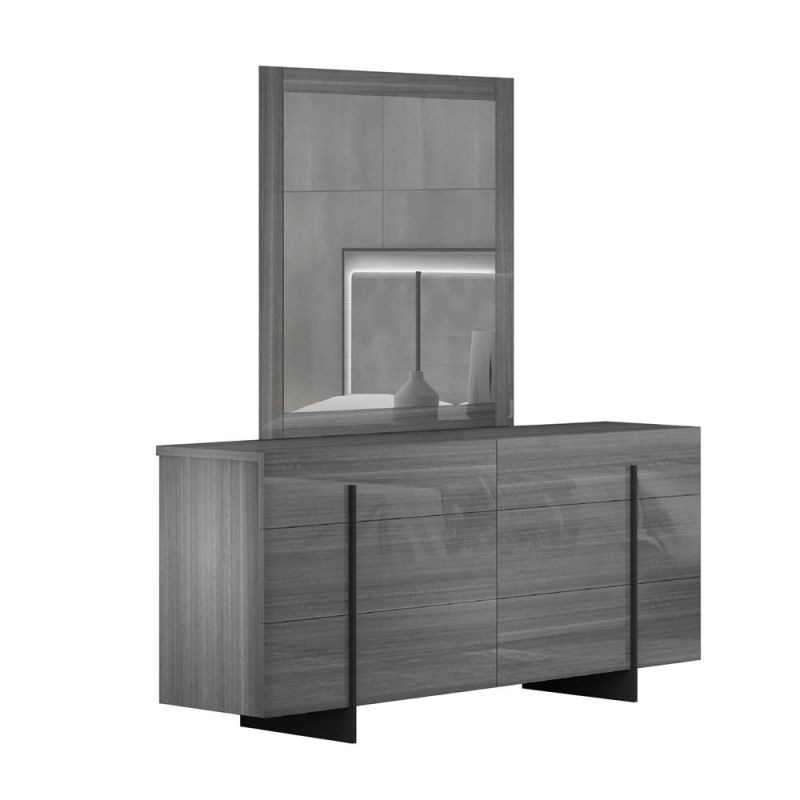 Nova Home Bedroom Furniture Grey High Gloss Mirror Bedroom Vanity Dresser