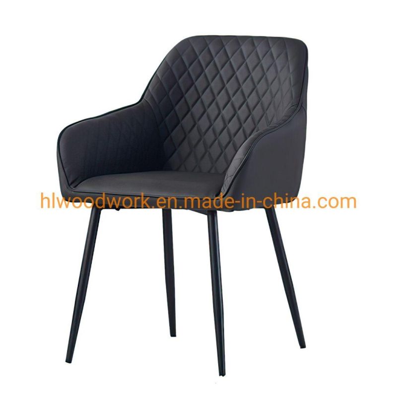 Hot Selling Dining Room Furniture Luxury Metal Legs Upholstered Leather Dining Chairs Armchair Indoor Room Furniture Velvet Dining Chair