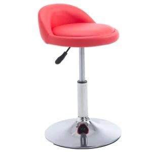 Round Seat Stainless Steel Fashion Adjustable PU Leather Bar Stools Chair