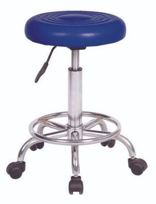 Blue Seat Chrome Base Bar Stool