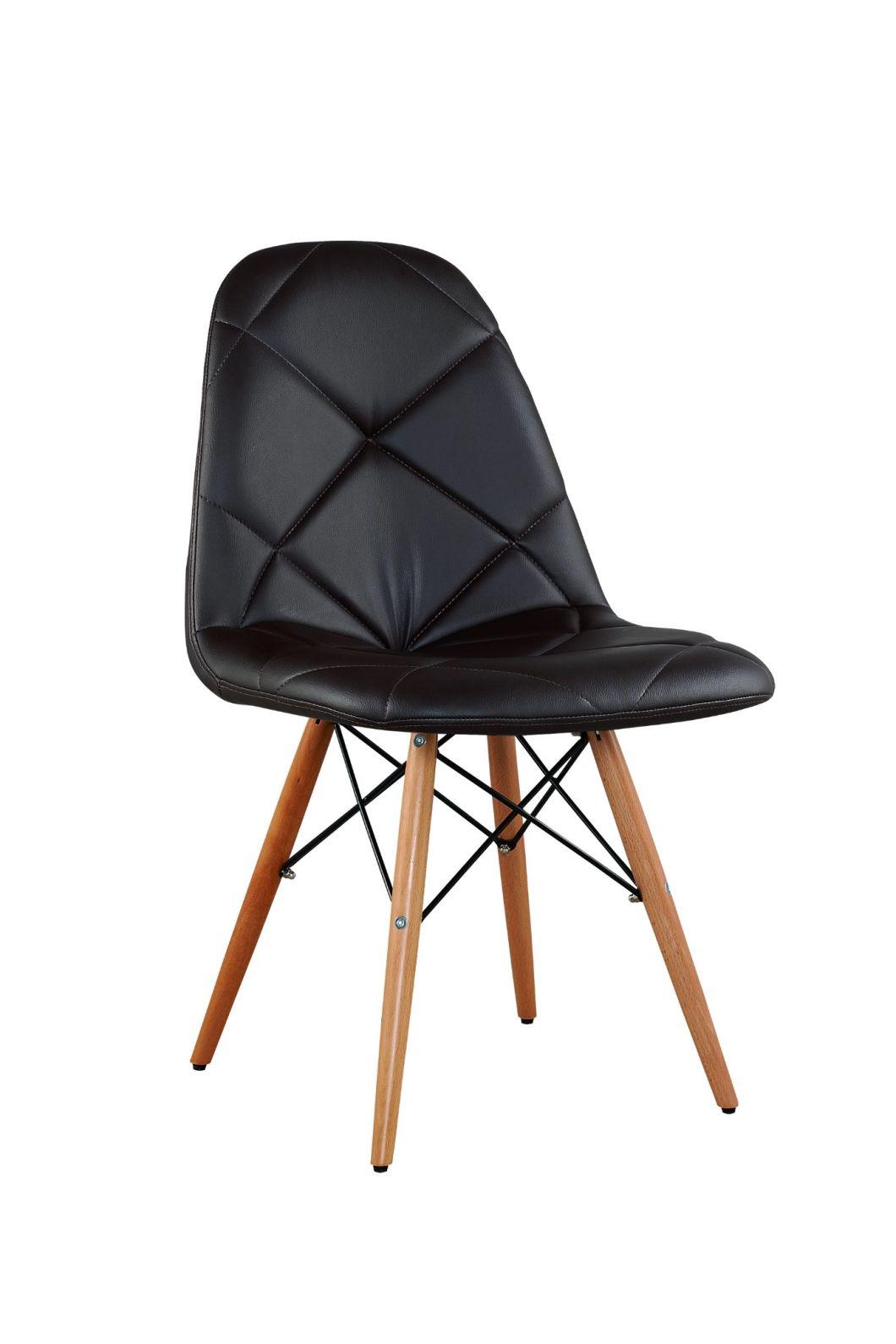 Black PU with Wood Legs Bar Stool