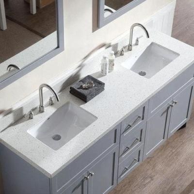 Prefab Quartz Top SRS Stone Artificial Carrara White Bathroom or Hotel Flat Edge / Eased Edge Vanity Top