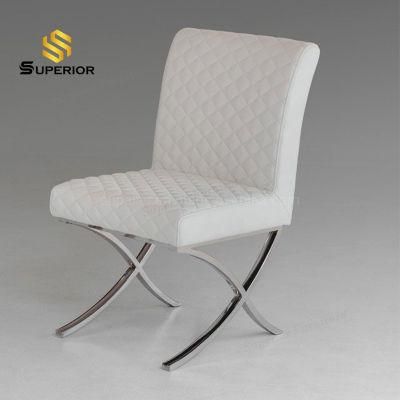 Traditional Design Steel Chrome Legs Leather Dining Chairs