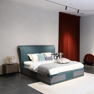 Factory New Italy Brand Design Modern Bedroom Furniture Leather Bed Sets Neo-Classic Customized Size King Beds Queen Bed