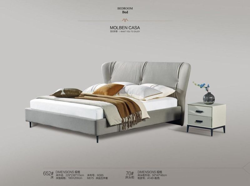 Wholesale Solid Wooden Bed Upholstered PU Leather King Size Bed