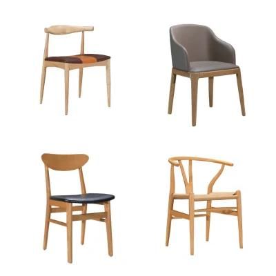 Wood Armchair Leather Backrest Casual Restaurant Leather Dining Chairs