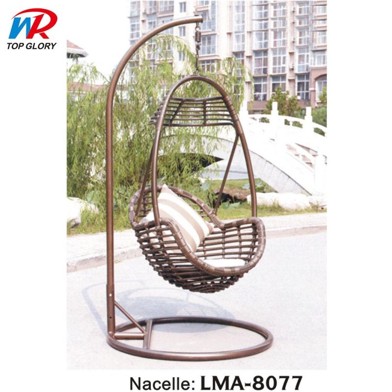 Outdoor Garden Furniture Rattan Patio Hanging Egg Shaped Wicker Swings Chair