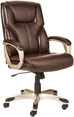 Mingsheng High-Back Executive Swivel Office Desk Chair - Brown with Pewter Finish (OC-006)
