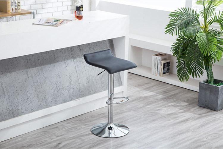 Rotating High Bar Chair with Foot Rest Europe Style Cheap Faux Leather Adjustable Bar Stool