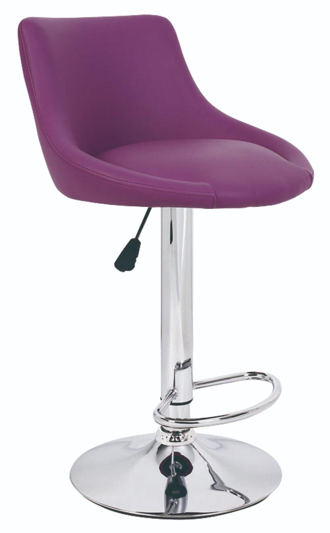 Purple Color Gas Lift Chrome Base Bar Stool