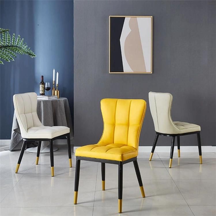 High Back Modern Dining Metal Leather Furniture Upholstered Restaurant Chairs