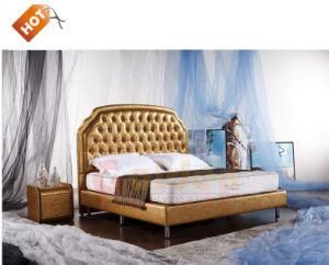 French Style Queen Size Carved Wood Bed Designs for Hotel Bedroom