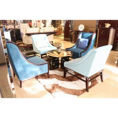 Latest Hotel Lobby Design Furniture Sofa Chair with Wooden Furniture