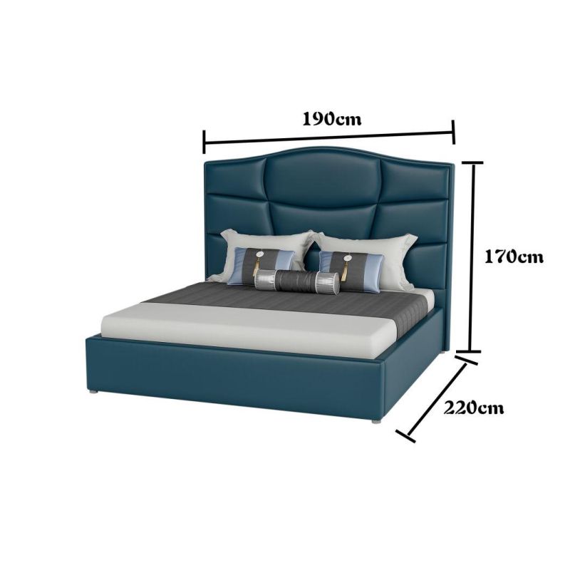 Modern Simple Design High Quality Hotel Furniture King Size Genuine Leather Bedroom Bed Set