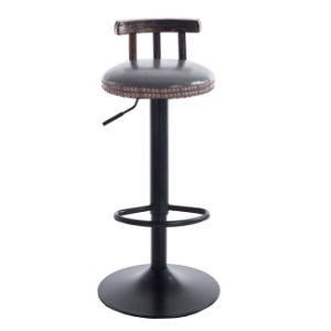 Fashion Lifting Leather Swivel Wood Bar Stools Chair Adjustable Black