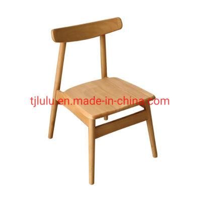 Commercial Nordic Modern Natural PU Leather Fabric Cushion Wood Frame Restaurant Cafe Upholstered Wooden Dining Chair Living Room