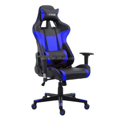 Black Blue Swivel Reclining Gaming Chair with Armrest