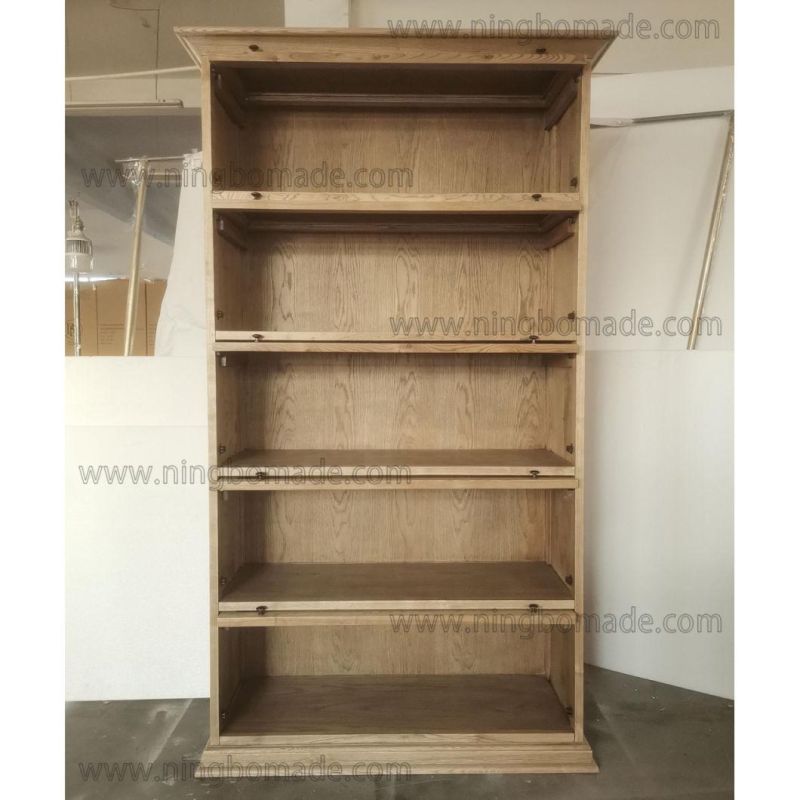 Classic French Casement Furniture Light Natural Oak Overhead Doors Display Cabinet