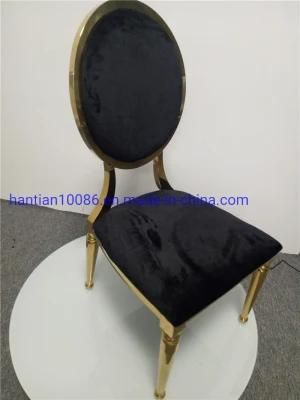 Gold and Black Wedding Banquet Chair Modern Restaurant Oval Back Dining Chair