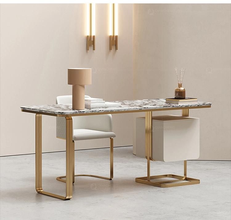 Modern Funirutre Restaurant Golden Stainless Steel Luxury Leather Dining Chair