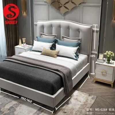 Modern Luxury Tufted Wooden Bed Frame Super King Size Bedroom Furniture Supplier