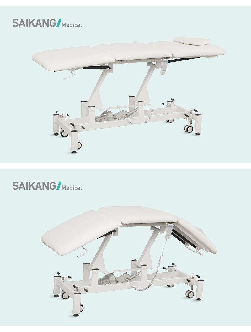 X36 Saikang Multifunction Exam Table Stainless Steel Adjustable Electric Medical Examination Table with Wheels