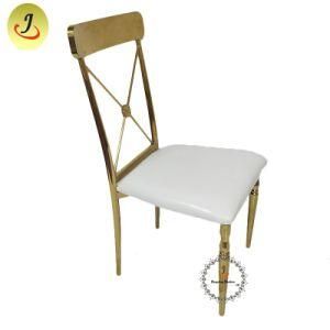 Cross Back Stainless Steel Dining Chairs for Wedding Hotel Banquet Event
