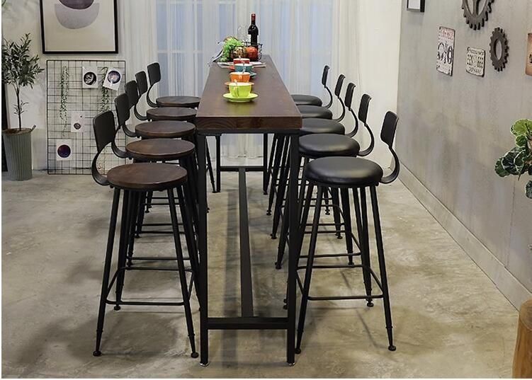 Metal High Top Bar Stool Chairs Cast Iron High Chair and High Table Cafe Furniture