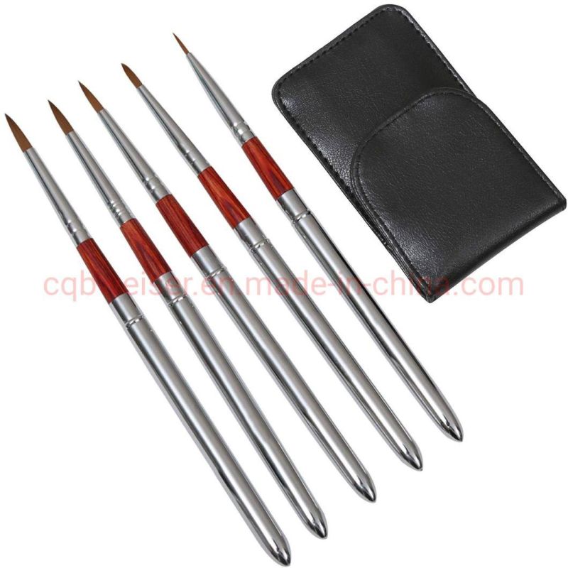 5PCS Round Acrylic Painting Art Painting Brushes with Leather Case